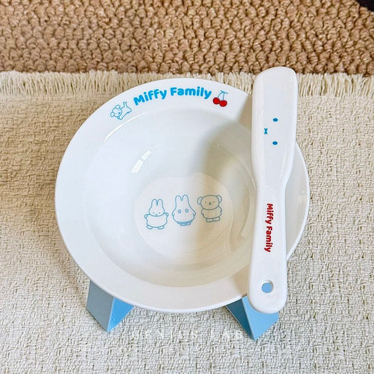 Miffy Bowl and Spoon Set With Stand for Cats and Dogs 200mL