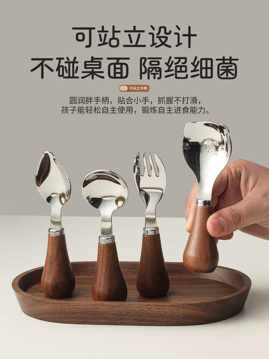 Wooden Stainless Steel Bear Spoon