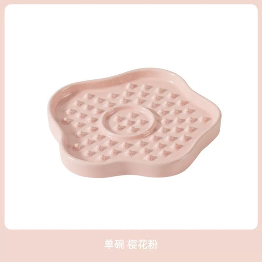 Flower Shaped Ceramic Slow Feeding Pet Plate