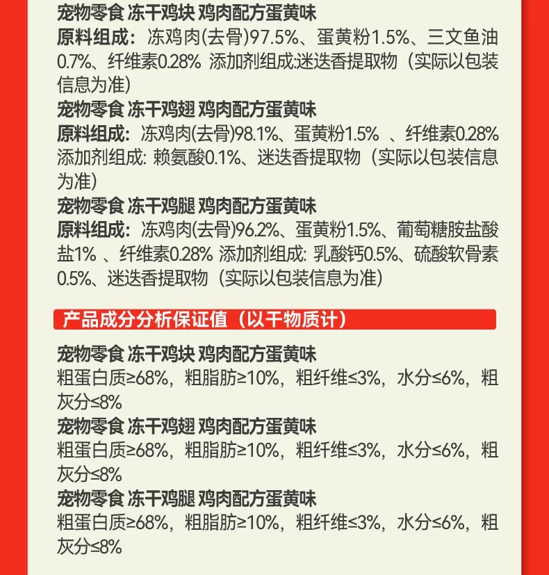 Ranova Fried Chicken Freeze-Dried Treats for Cats and Dogs 3g