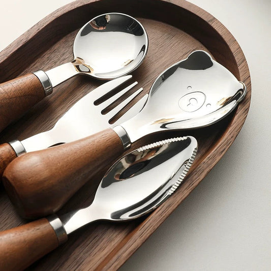 Wooden Stainless Steel Bear Spoon
