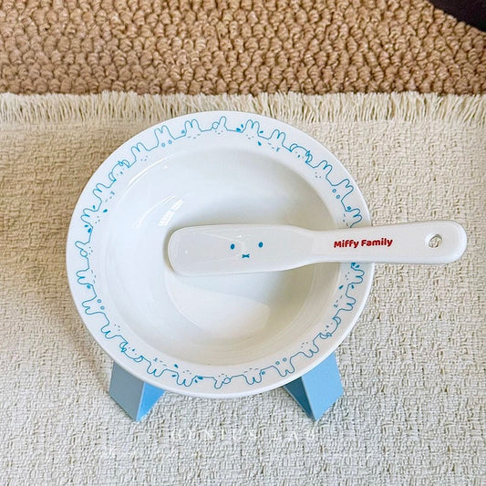 Miffy Bowl and Spoon Set With Stand for Cats and Dogs 200mL