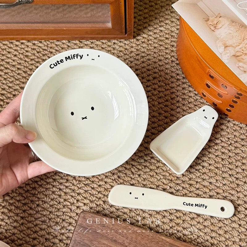 Miffy Bowl and Spoon Set for Cats and Dogs 200mL