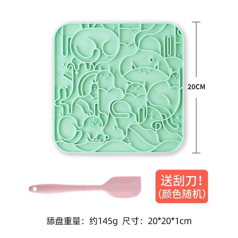 Silicone Lick Mat for Cats and Dogs Cat Pattern