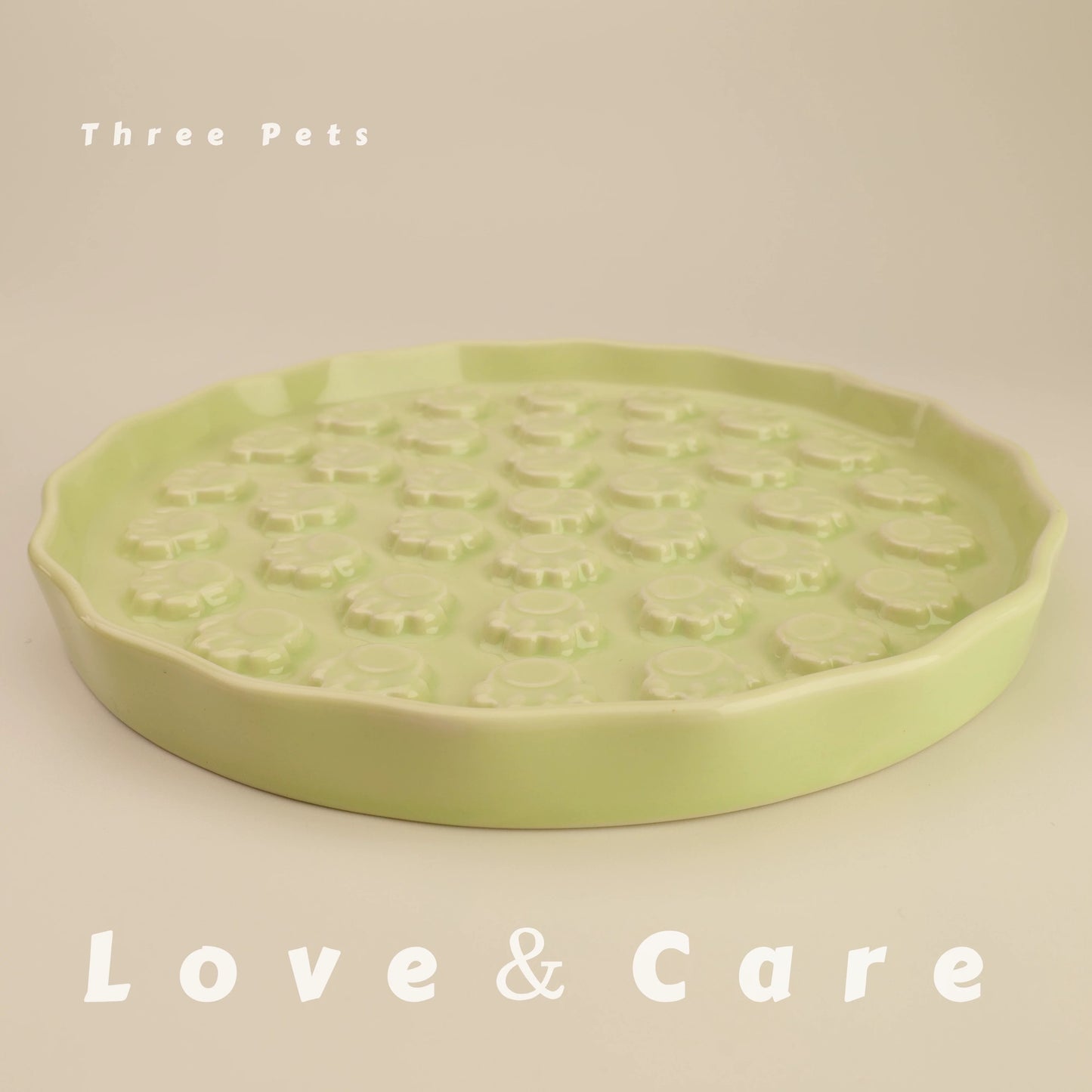 Three Paws Slow Feeder Plate with Raised Paw Imprints