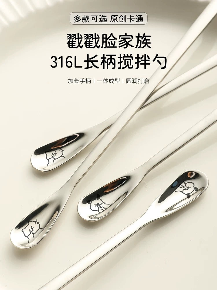 Cute Cat and Dog Design Coffee Spoon