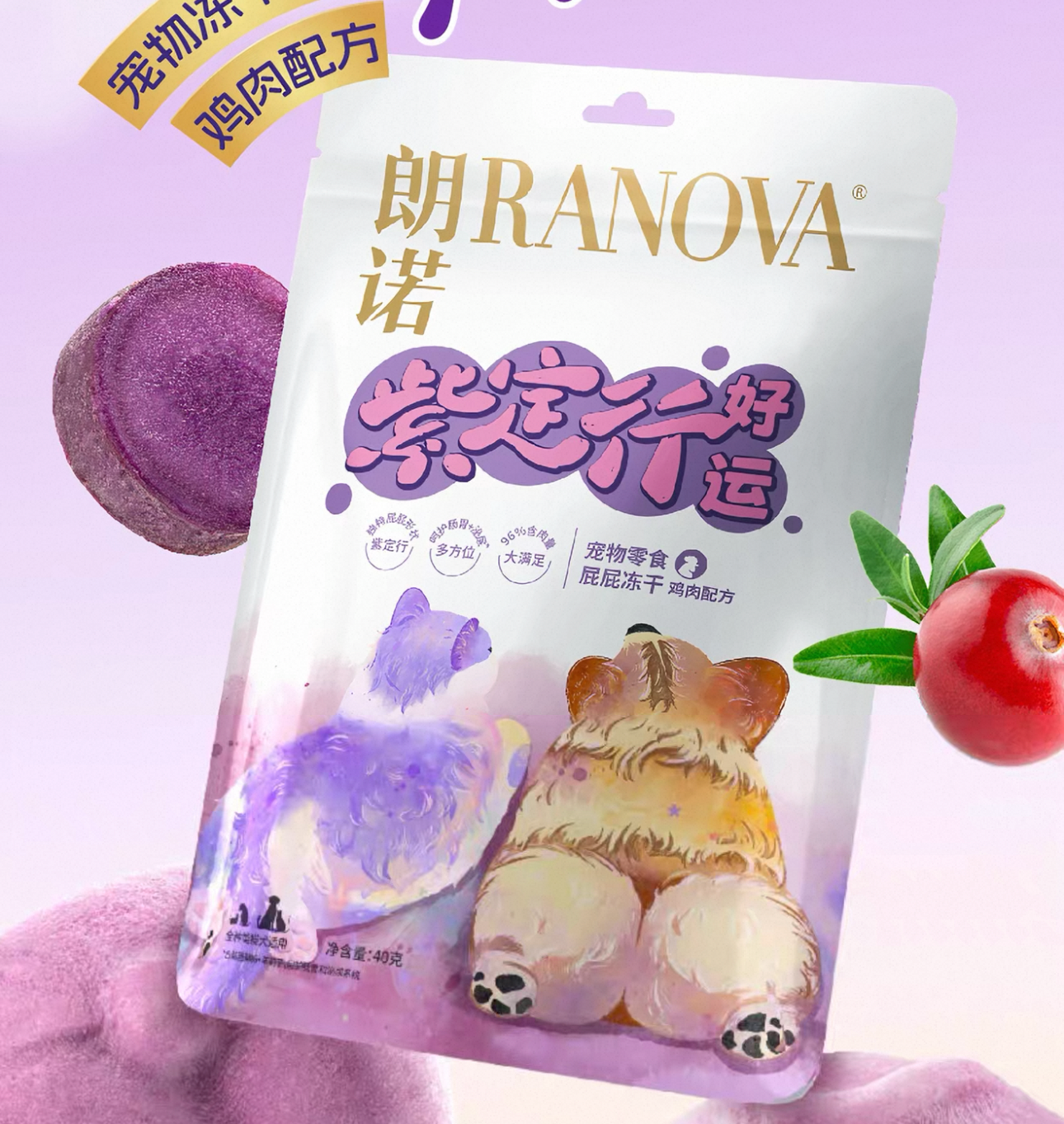Ranova Freeze-Dried Butt-Shaped Treats for Cats and Dogs 40g