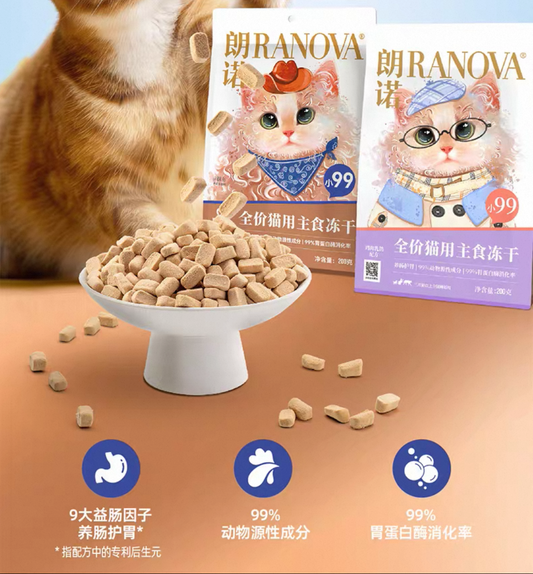 Ranova 99 Chicken and Pigeon Freeze-Dried Complete Food for Cats 200g