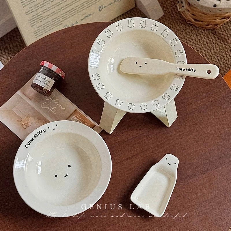 Miffy Bowl and Spoon Set for Cats and Dogs 200mL