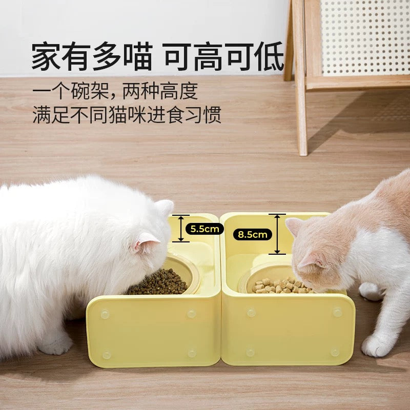 MANGO Bowl and Stand Set for Cats and Dogs in Pink and Brown